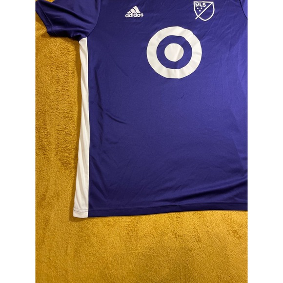 Adidas MLS Soccer Jersey Purple White Target Logo Men's XL Climalite - Picture 10 of 11